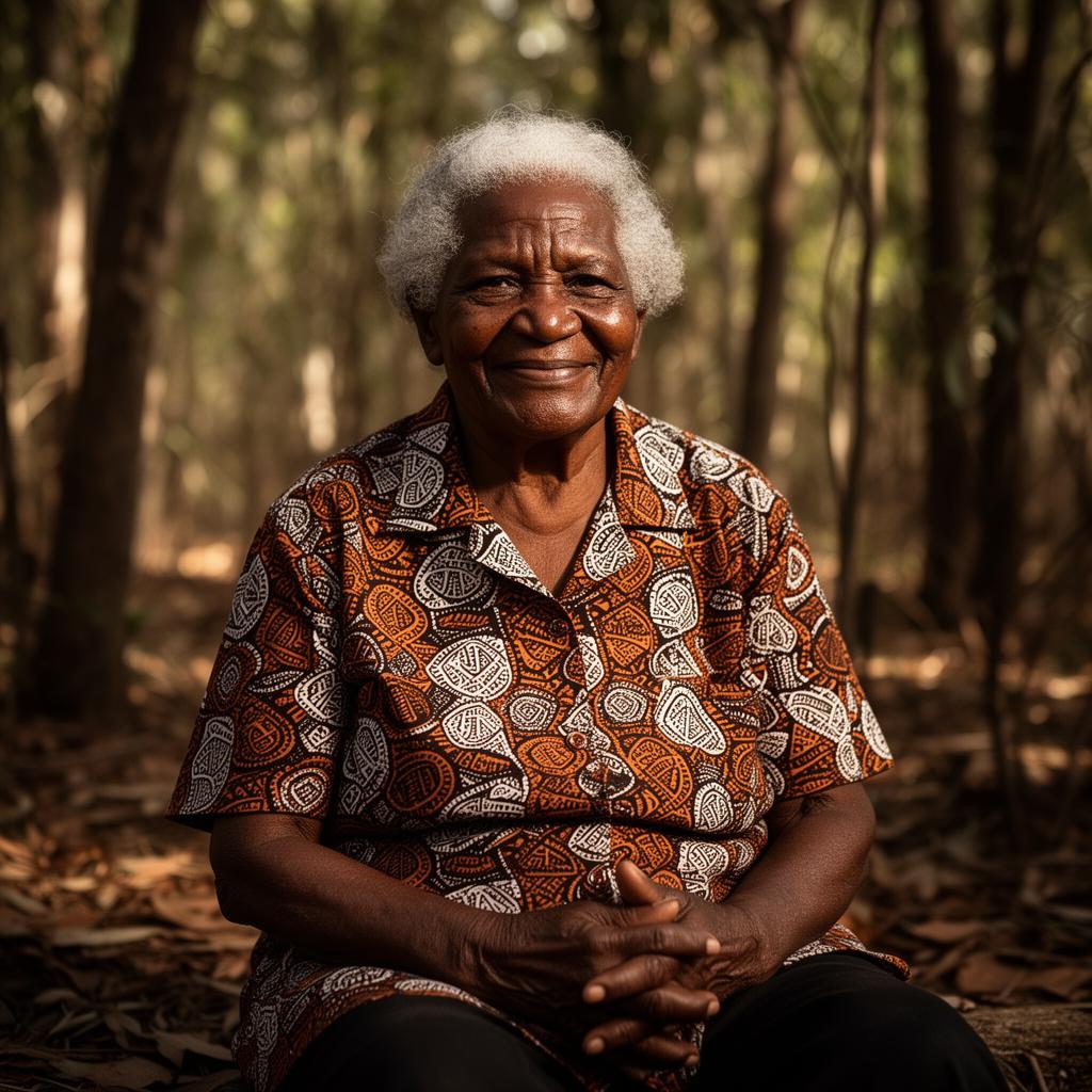 Aboriginal Elder woman in bushland