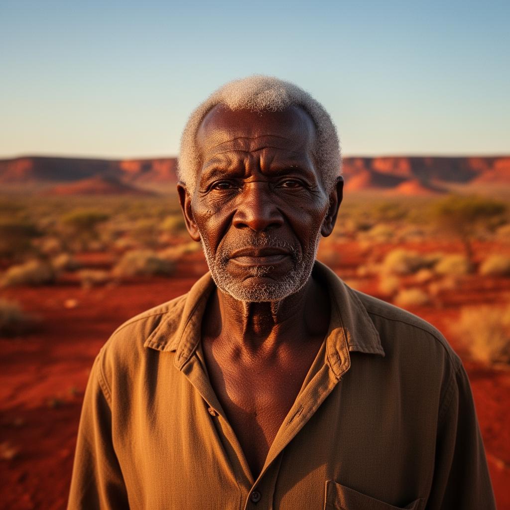 Portrait of an Aboriginal Elder in natural outback light